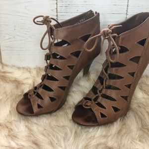 Chinese Laundry Laser Cut Peep Toe Lace Up Heel